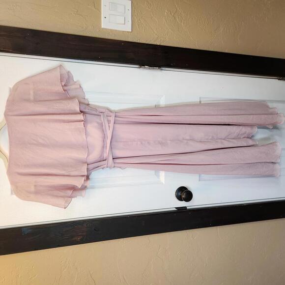 ASOS Feminine Soft Pink Ruffled Faux Wrap Maxi Dress- Size 6 - Picture 6 of 9